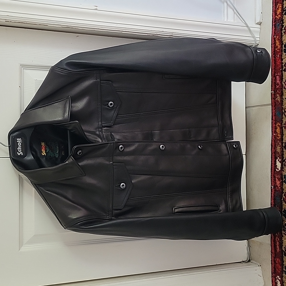 Schott black leather Jean trucker jacket 121 large